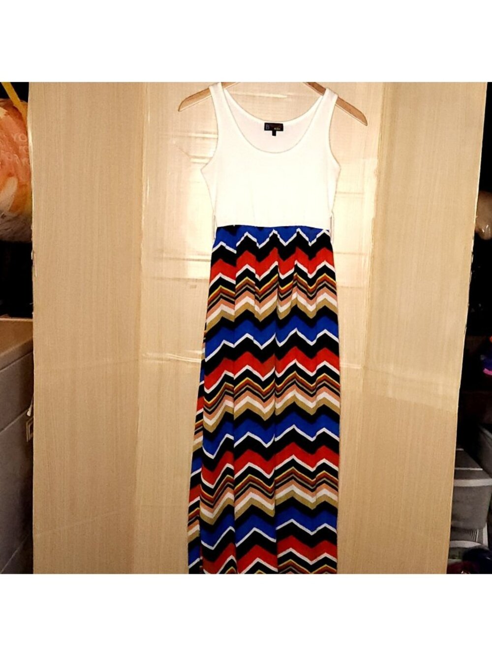 B Famous Womens Mixed Material Sleeveless Maxi Dress Medium